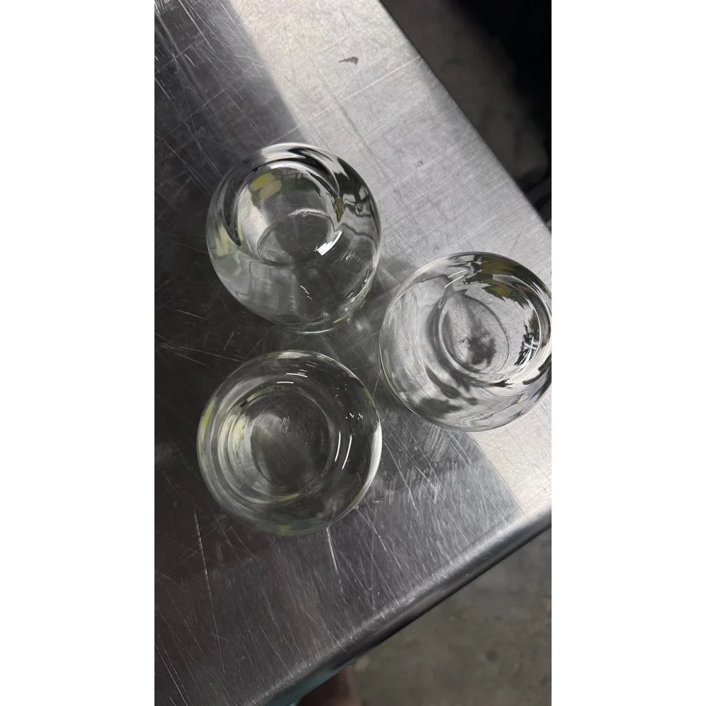 Vtg Libbey Lemon Print Stemless Wine Glasses Set of 3 Citrus Fruit Tumblers 17oz